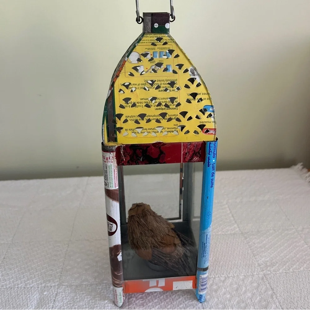 Urban Outfitters Y2K Colorful Upcycled Metal Lantern • Pierced Tin •